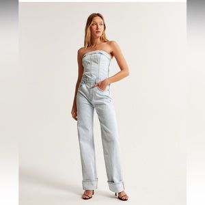 Abercrombie and fitch strapless denim jumpsuit brand new with tags size XS